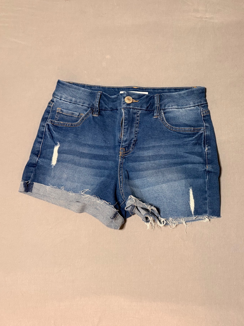 Royalty For Me Dark Blue Distressed Denim Shorts